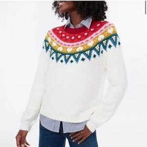 Marine Layer Red Crew Neck Sweater with Nordic Pattern